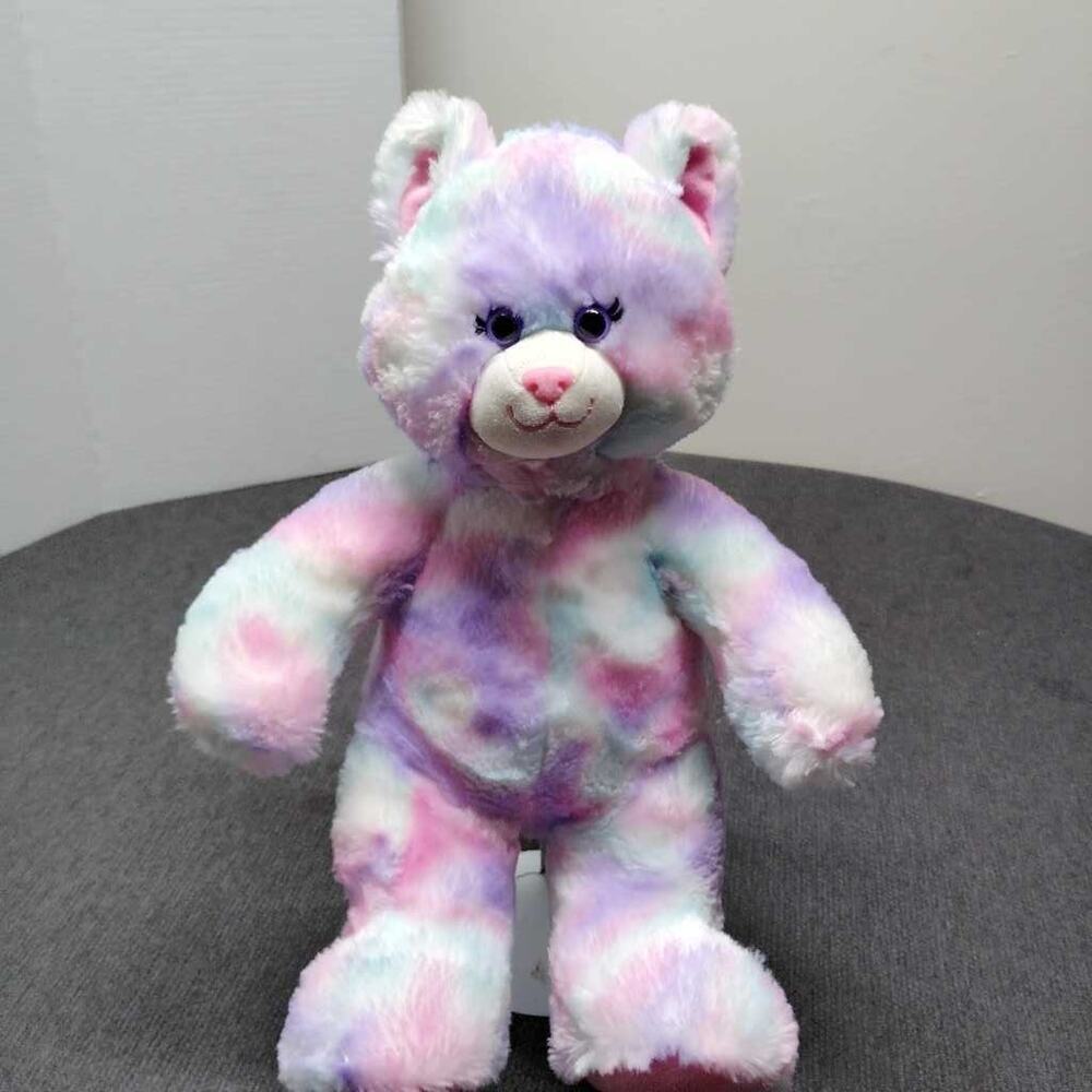 Build-A-Bear Pastel Swirl Tie Dye Teddy Bear Plush Purple Pink Blue Toy